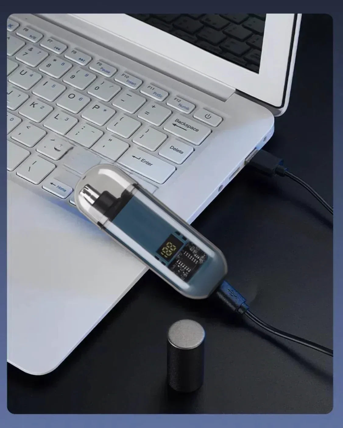 Handheld Portable Nose Hair Trimmer Rechargeable USB-C Clipper Shaver in Blue/Teal