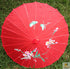 PARASOL UMBRELLA Chinese Japanese Bamboo Flower Pattern Fabric 80cm Diameter - Red