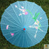 PARASOL UMBRELLA Chinese Japanese Bamboo Flower Pattern Fabric 80cm Diameter - Sky Blue