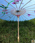 PARASOL UMBRELLA Chinese Japanese Bamboo Flower Pattern Fabric 80cm Diameter - Sky Blue