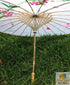 PARASOL UMBRELLA Chinese Japanese Bamboo Flower Pattern Fabric 80cm Diameter - White