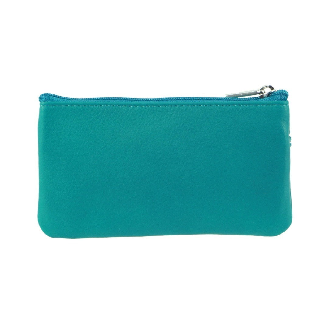 Ladies Womens Genuine Leather RFID Coin Purse Wallet - Turquoise