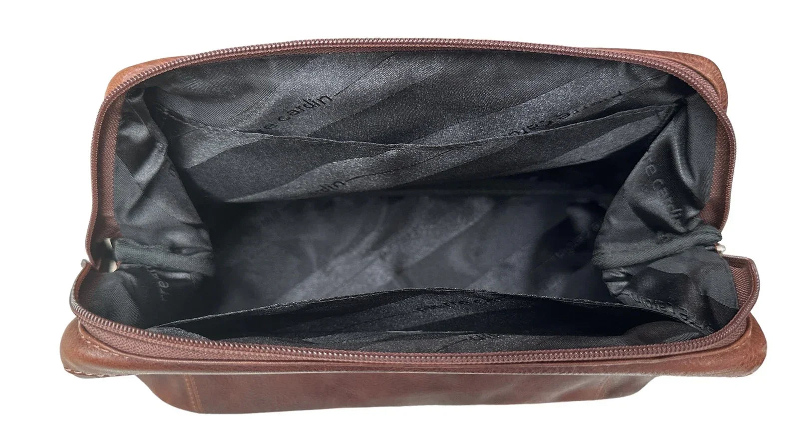 Mens Rustic Leather Toiletry Case Bag Travel - Cognac