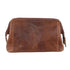 Mens Rustic Leather Toiletry Case Bag Travel - Cognac