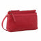 Red woven handbag with a strap on a white background