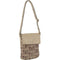 Leather Perforated Cross-Body Bag with Flap Closure - Latte