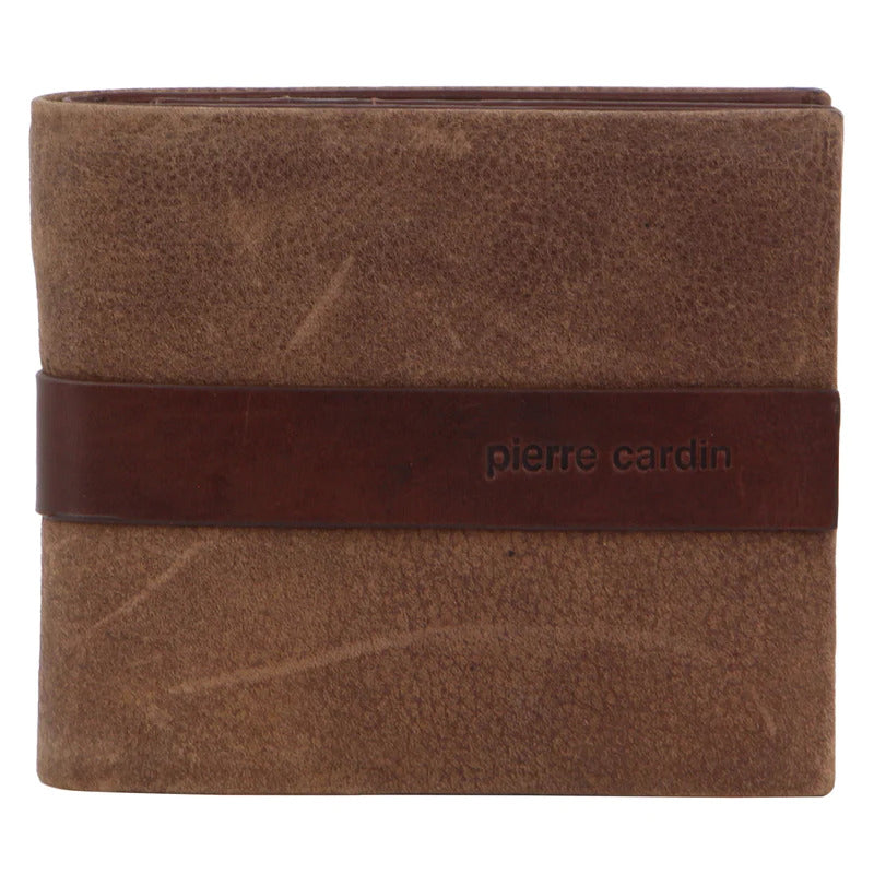 Mens Rustic Leather Bi-Fold Business Card Wallet - Brown