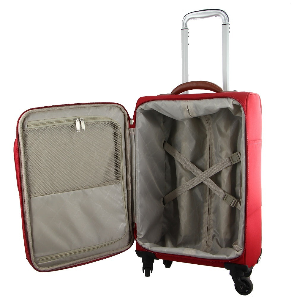 40L Cabin Soft-Shell Suitcase Travel Luggage Bag 4-Wheel Case - Red