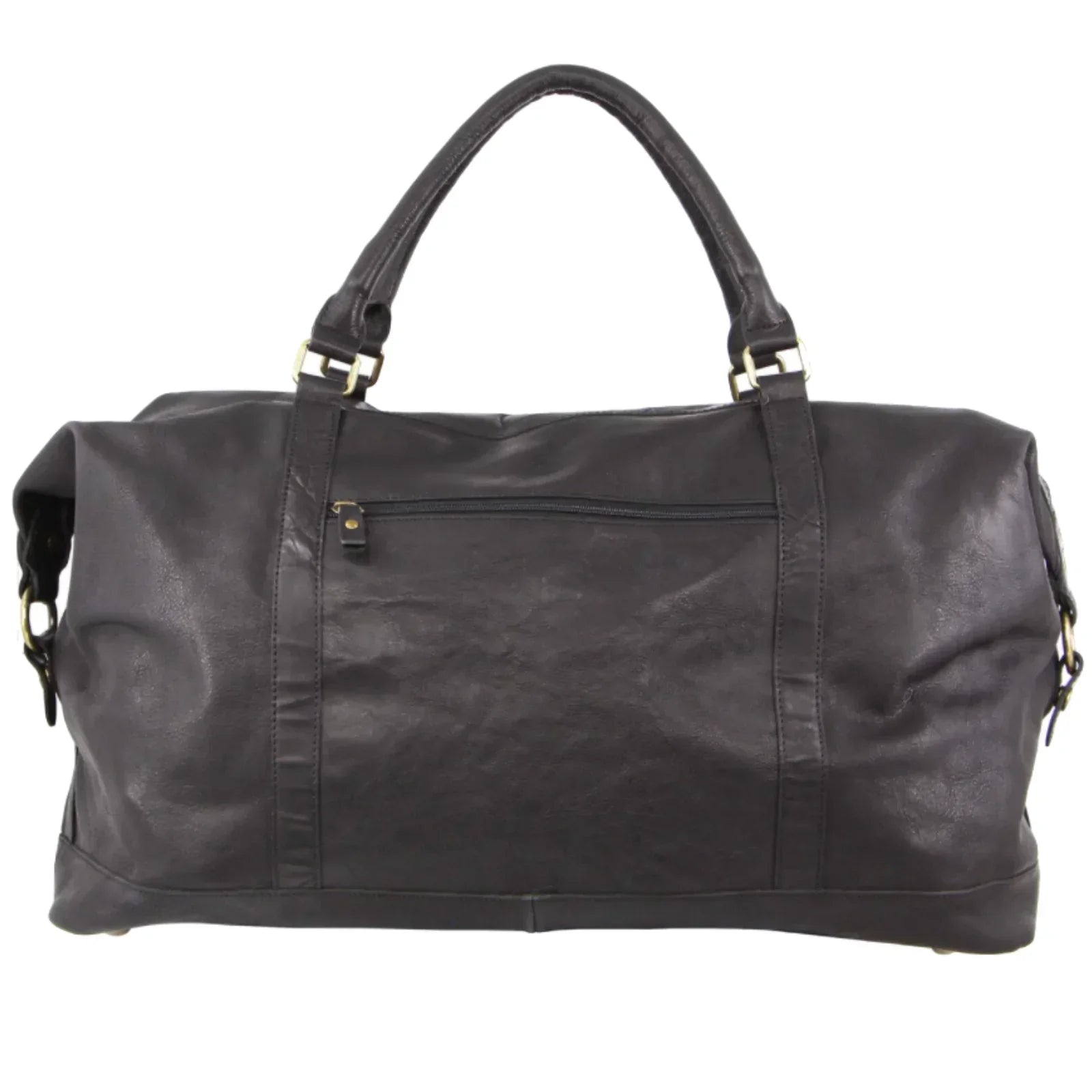 Mens Leather Business Overnight Bag Luggage Duffle Weekend Travel - Black