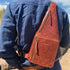 Mens Sling Bag Rustic Leather Crossbody Chest Backpack - Chestnut