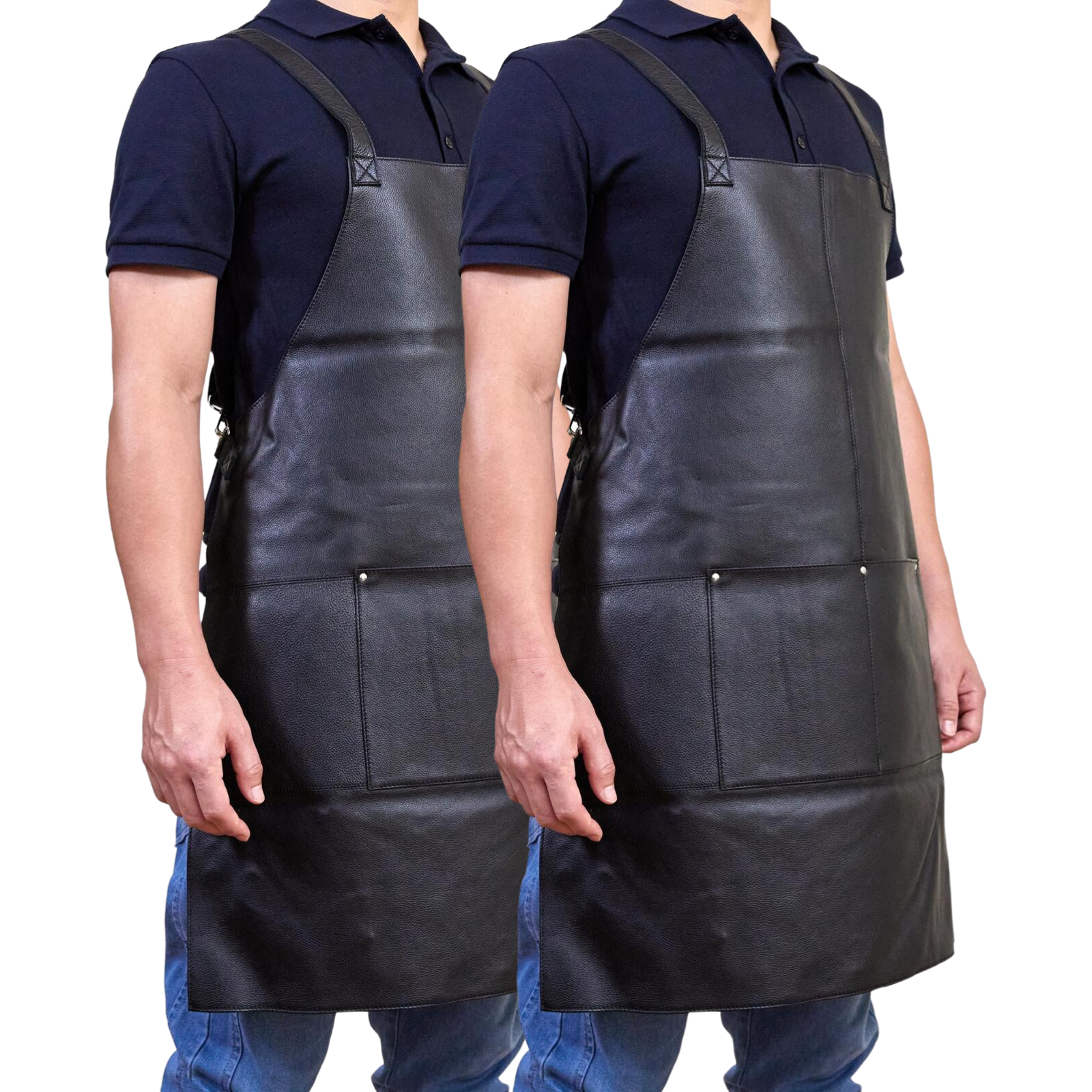 2x  Professional Leather Apron Butcher Woodwork Barber Chef - Black