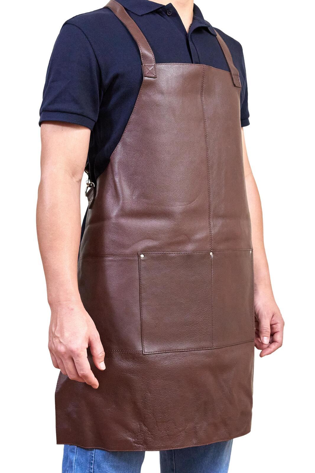Professional Leather Apron Butcher Woodwork Hairdressing Barber Chef - Brown