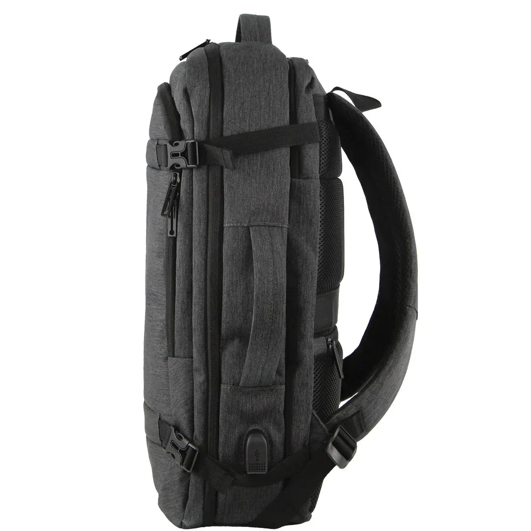 Mens Travel & Business Backpack with Built-in USB Port - Grey