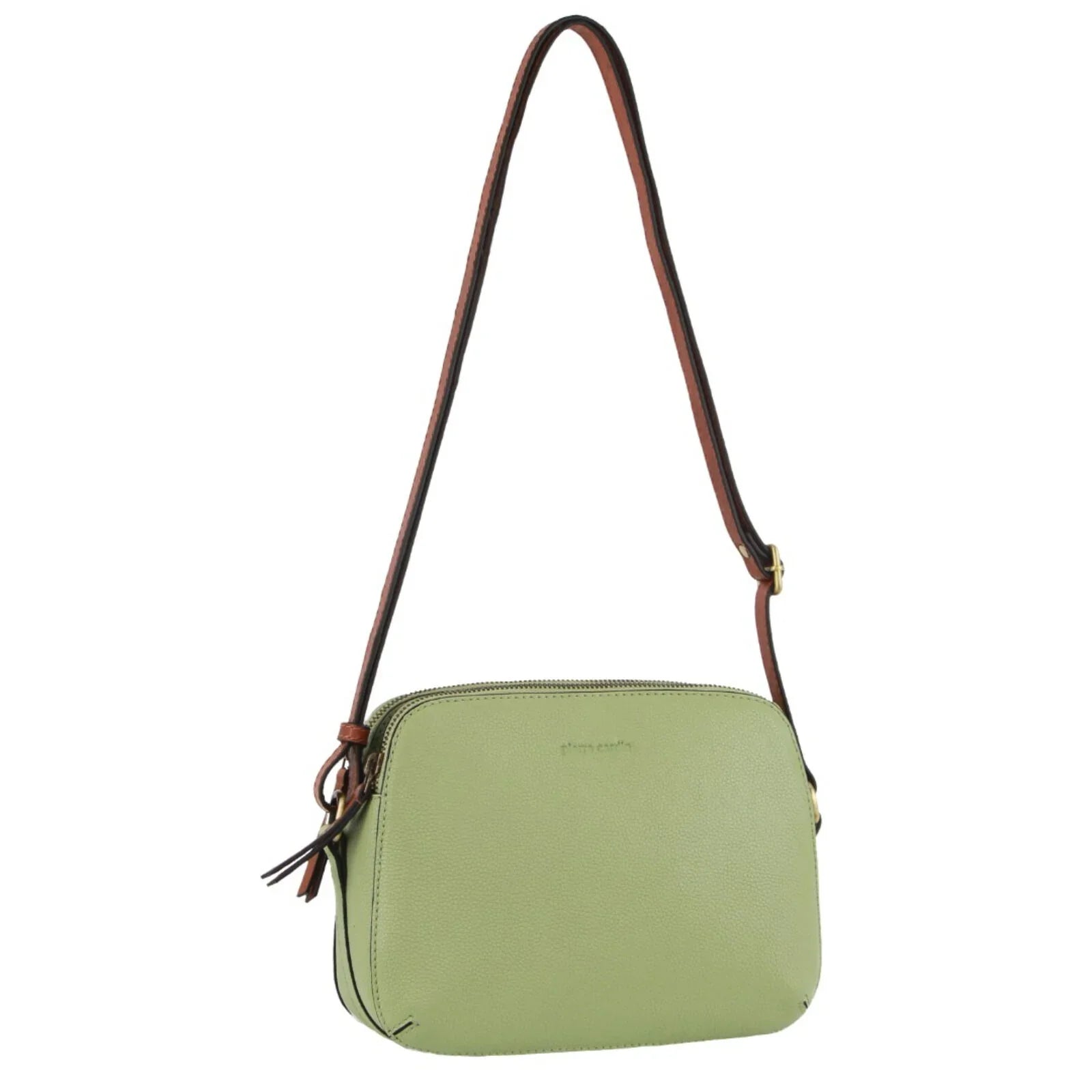 Leather Cross Body Bag Dual Zip Strap Shoulder Clutch in Jade