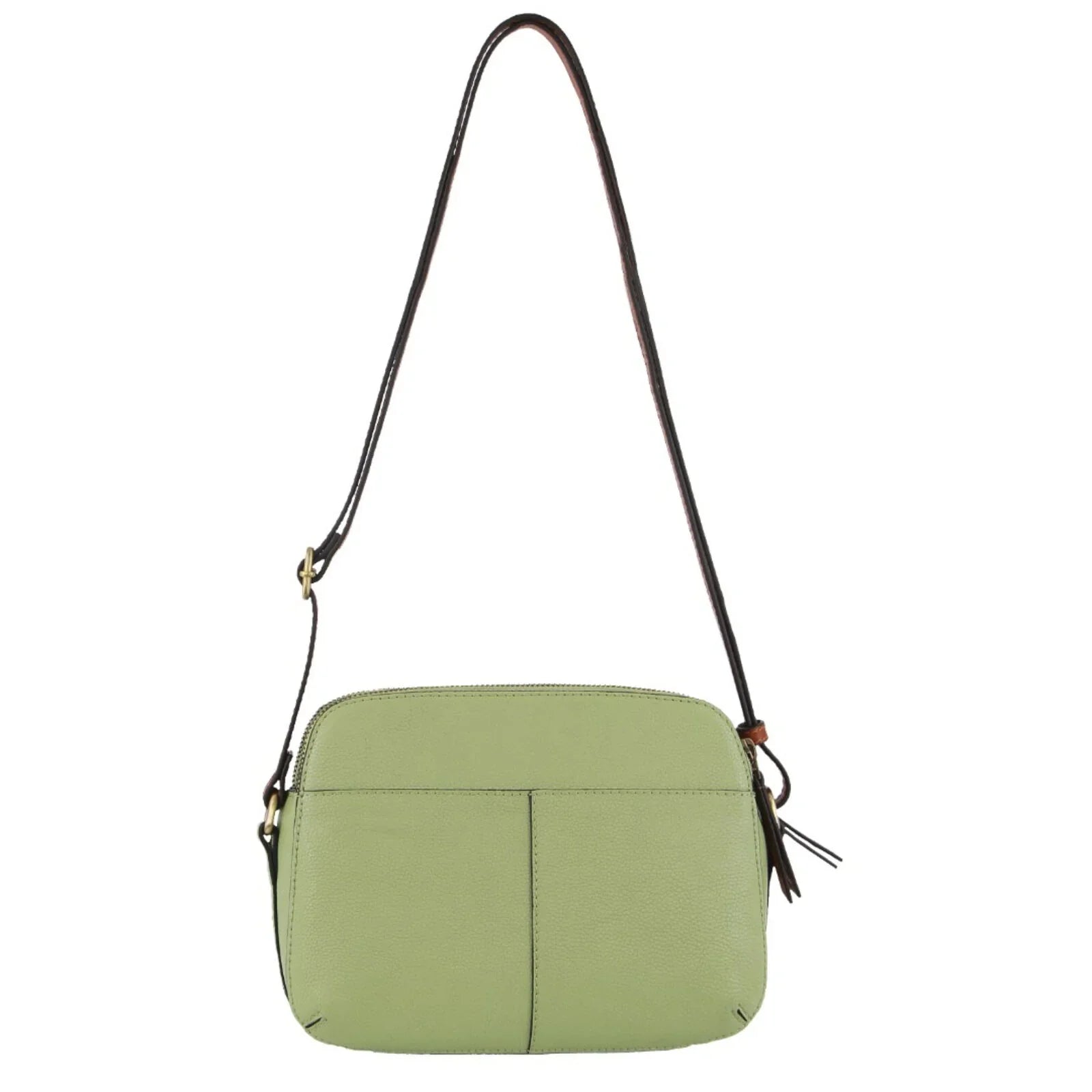 Leather Cross Body Bag Dual Zip Strap Shoulder Clutch in Jade