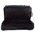 Open navy blue travel duffel bag with spacious main compartment and side handle