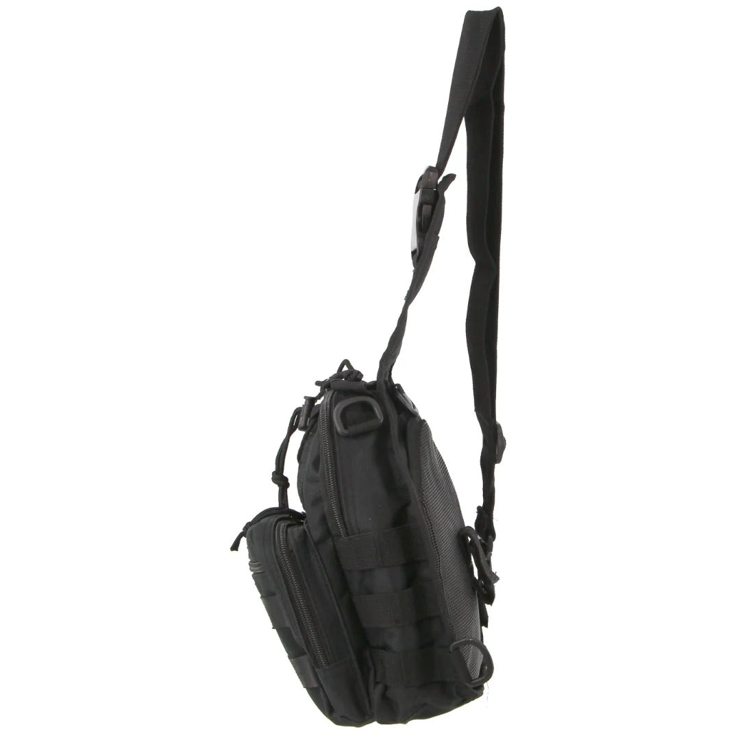 Cross Body Tactical Sling Bag Rucksack Army Style in Black