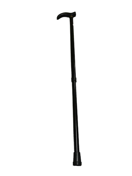 Metal WALKING STICK Travel Extendable Pole Compact Adjustable Lightweight - Black