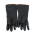 Black rubber gloves with orange trim, protective cleaning or utility gloves pair