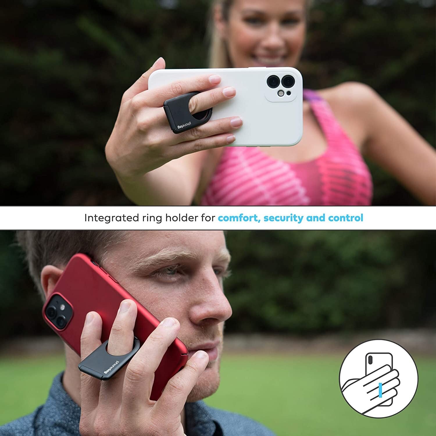 phonetag - Multi-View Phone Stand with Magnetic Ring Holder Universal Silver