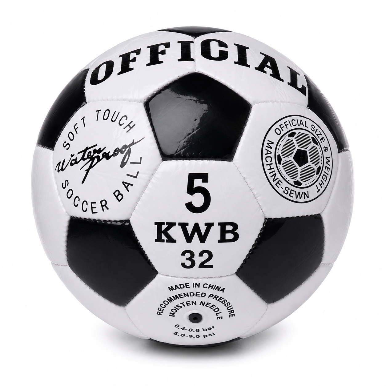 Classic Soccer Ball Football Training Standard Size 5 - Black/White