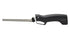 Electric knife with serrated stainless steel blade and black ergonomic handle