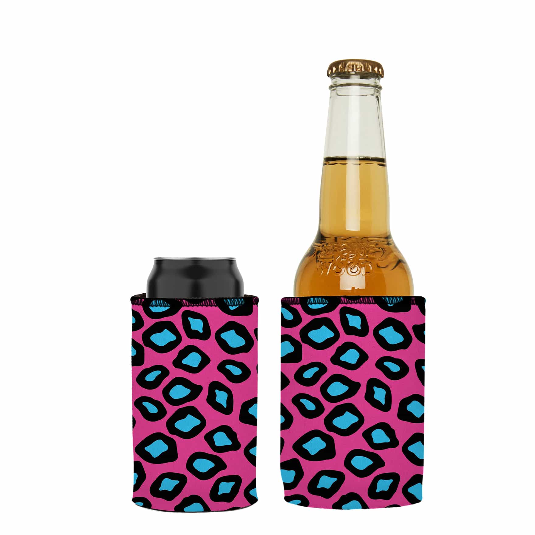 Pink Leopard Print Stubby Cooler 2-Pack - Standard