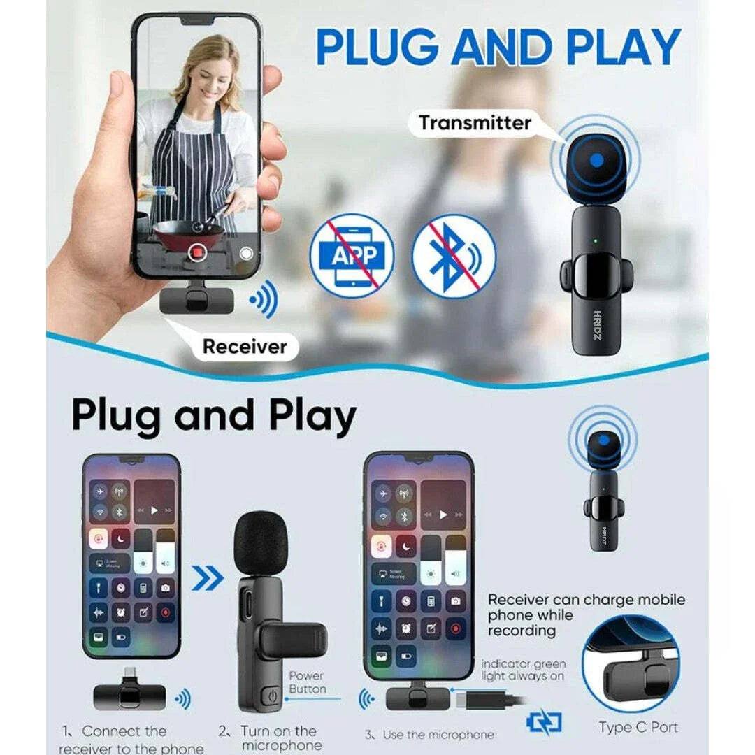 K31 Wireless Mini Microphone 3 in 1 for iOS, Android, Camera Smartphone DSLR Desktop Laptop