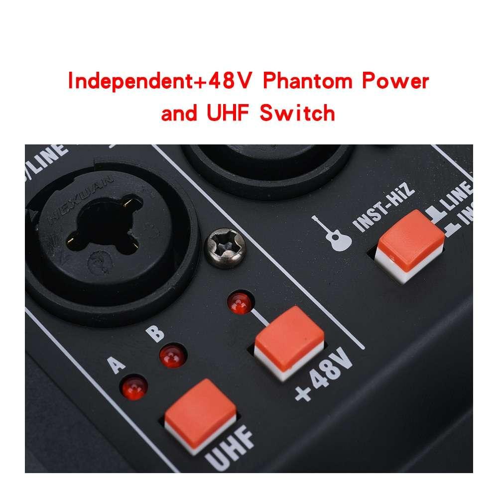 EMC-G04 Audio Mixer with UHF Wireless Microphone for DJ Karaoke PC Record