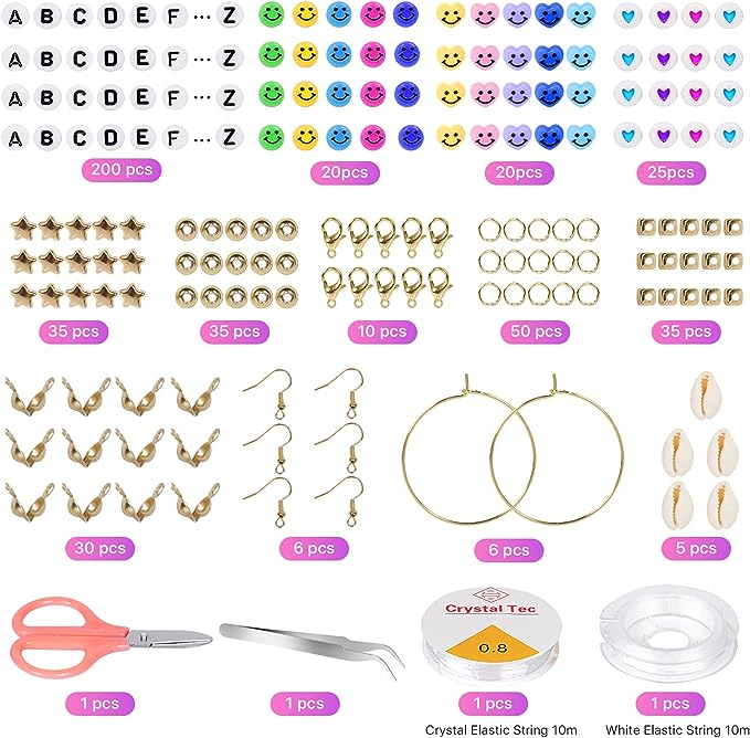 28 Colors 6380pcs 6mm Flat Round Heishi Polymer Clay Jewelry Making Kit Bead Smiley Face Beads Set