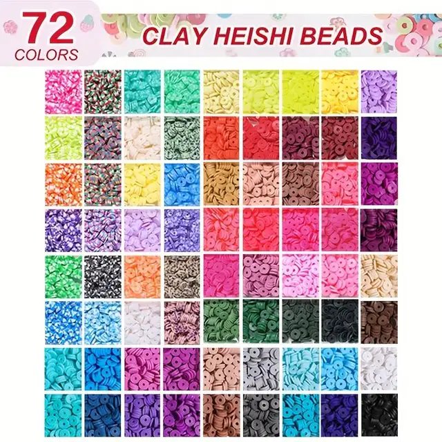 10800pcs Clay Beads for Bracelet Making Kit 72 Colors Spacer Heishi Beads Jewelry Making Kit