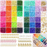 Heishi Alphabet Bead with Charm Pendant Set 48 Colors 35000pcs 2mm Glass Seed Beads Jewelry Making Kit