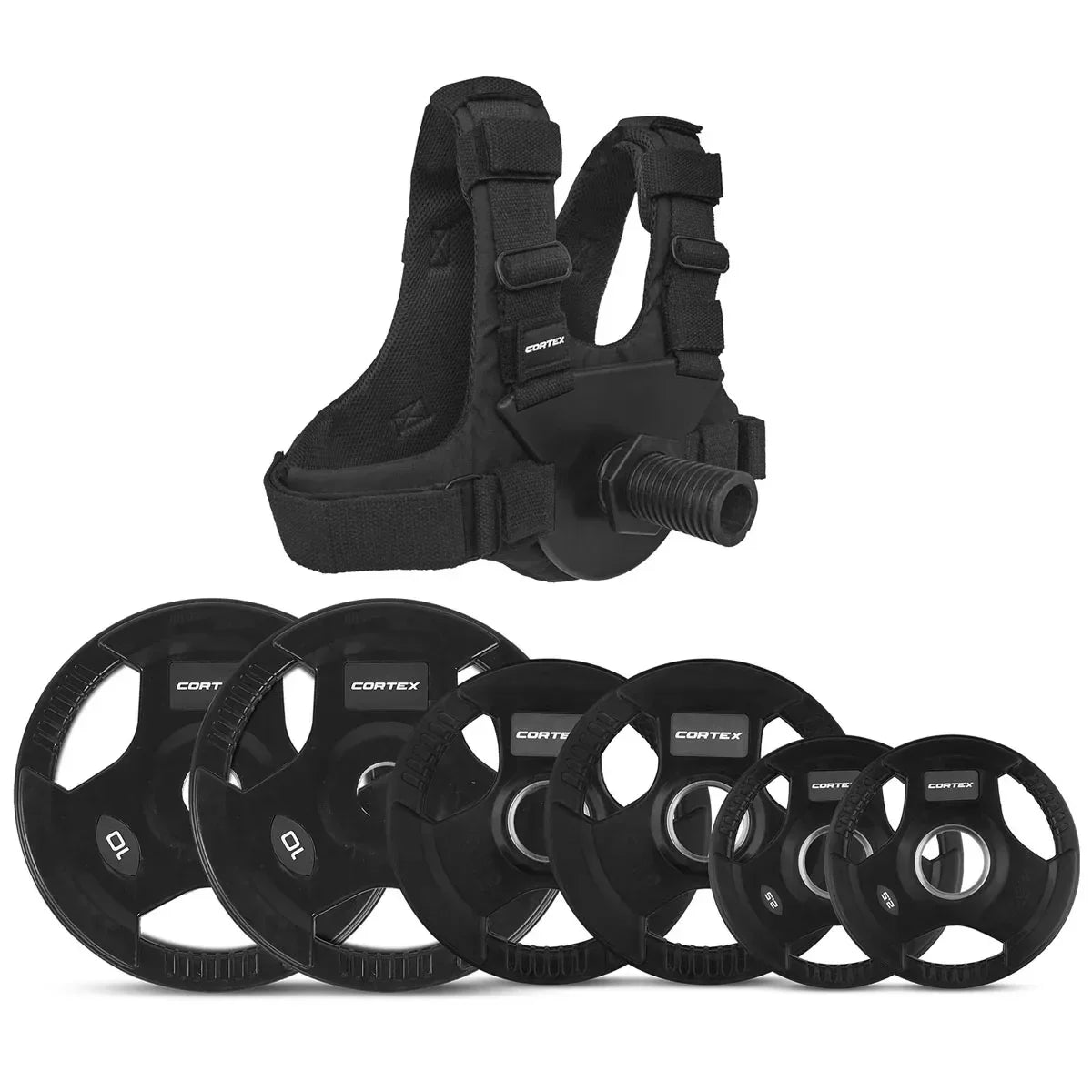 Olympic Plate Loaded Weight Vest with 35kg Tri-Grip Plates