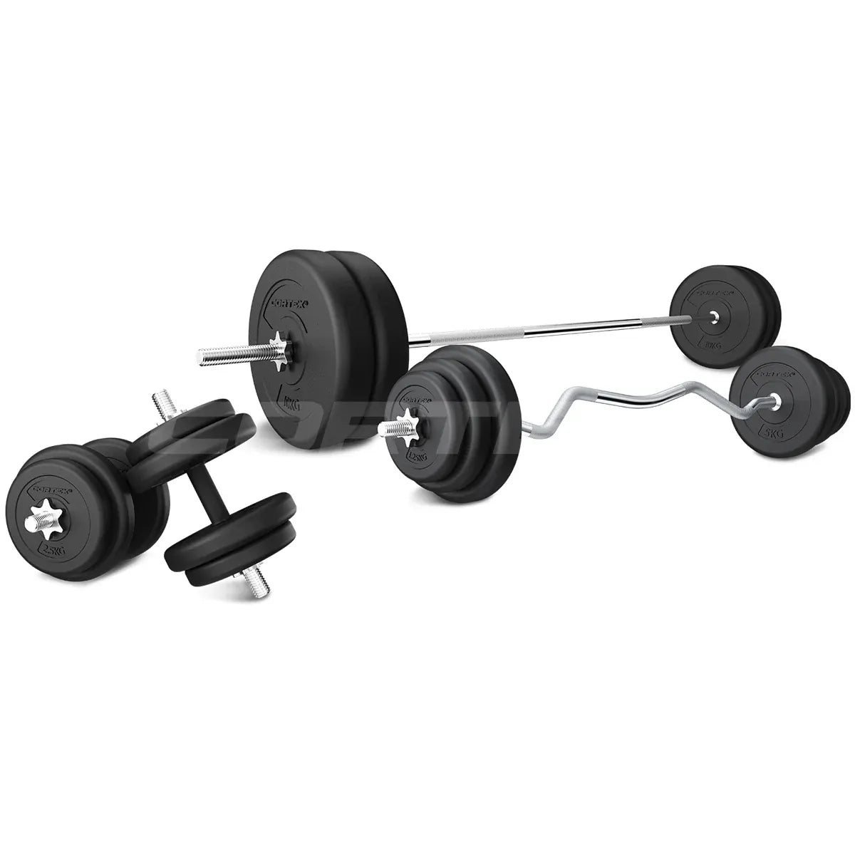 90kg EnduraCast Barbell Weight Set with Dumbbells and Curl Bar Kit