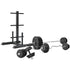 90kg EnduraCast Barbell Weight Set with Weight Tree, PVC Coated Set Kit