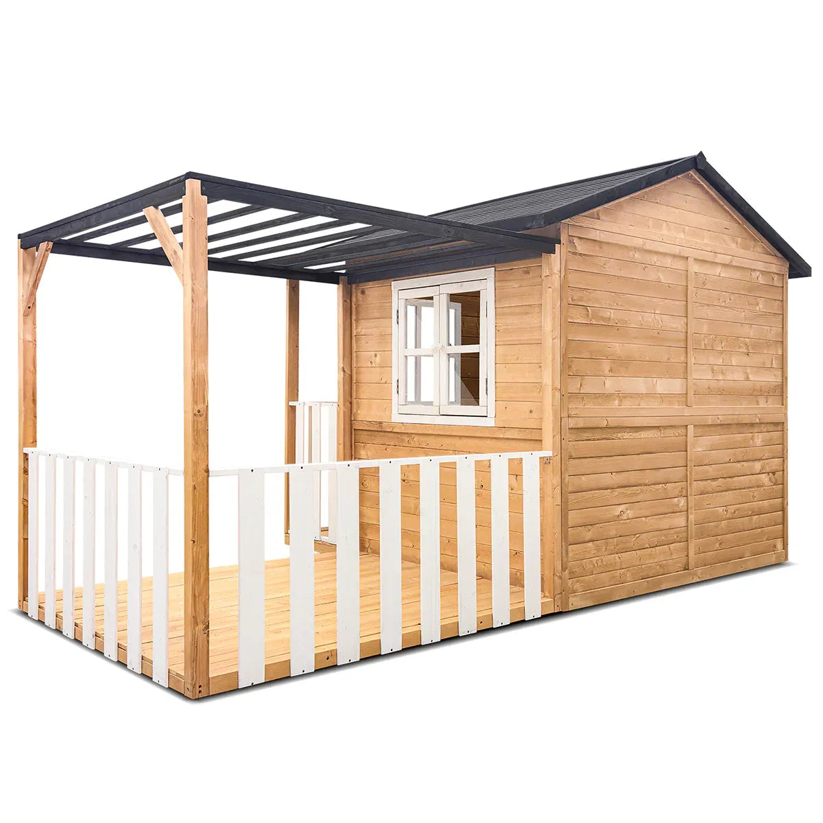 Burleigh Timber Cubby House with Pergola, Kids Outdoor Playhouse Set, 12mo