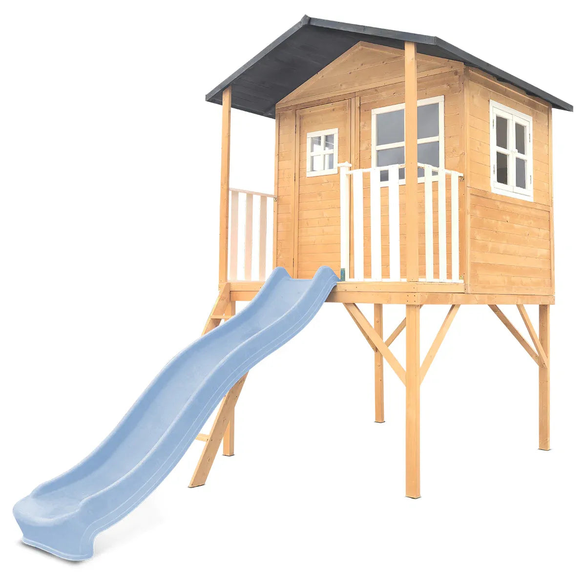 Burleigh Cubby House with 2.2m Slide, Pastel Blue, Timber, 45kg Per Child
