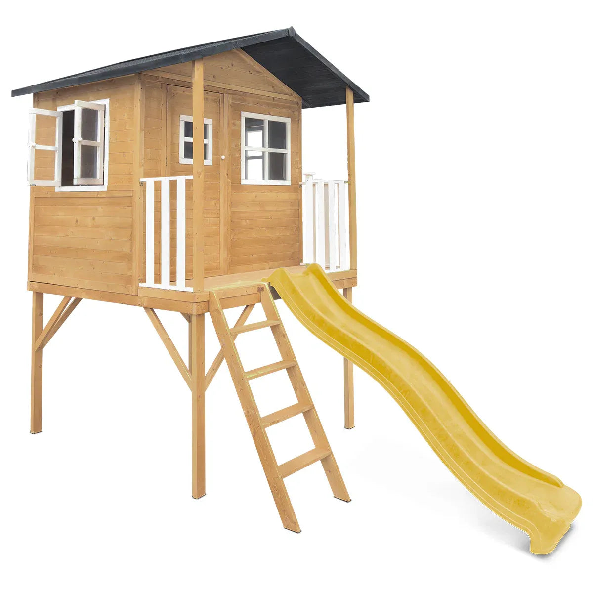 Burleigh Cubby House with 2.2m Slide, Premium Timber, Yellow, 45kg Per Child