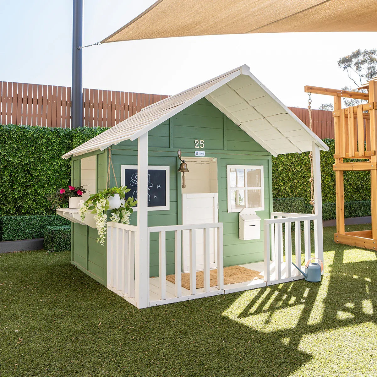Camira V2 Cubby House Timber Kids Playhouse with Veranda Letterbox