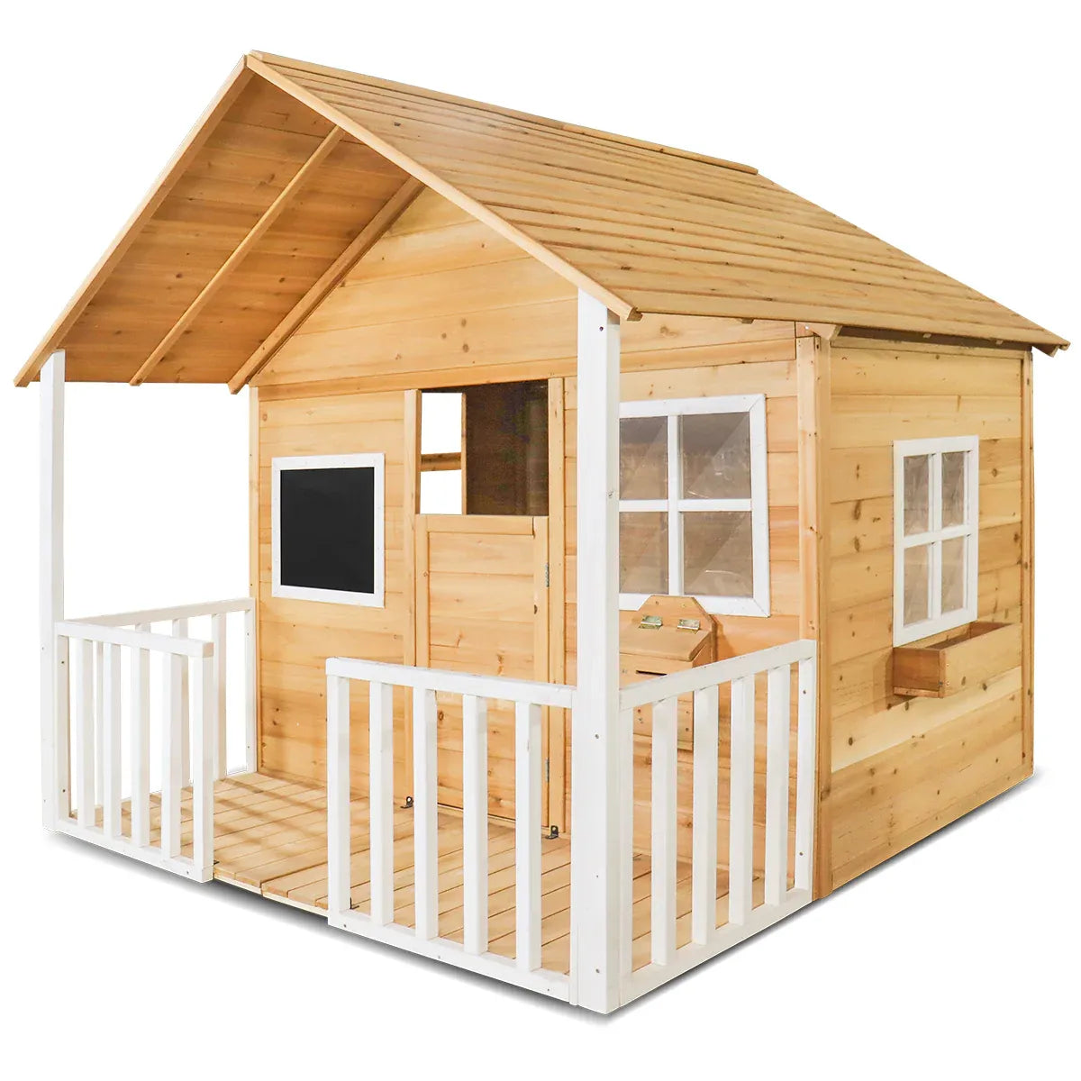 Camira Cubby House Set Timber Kids Playhouse with Veranda Letterbox