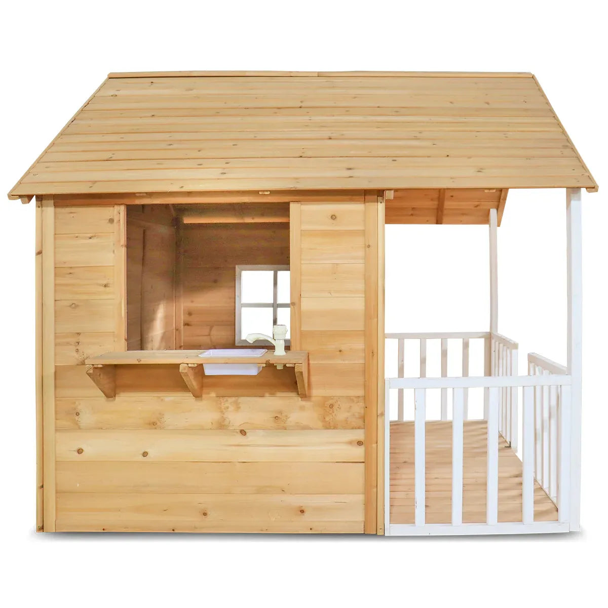 Camira Cubby House Set Timber Kids Playhouse with Veranda Letterbox