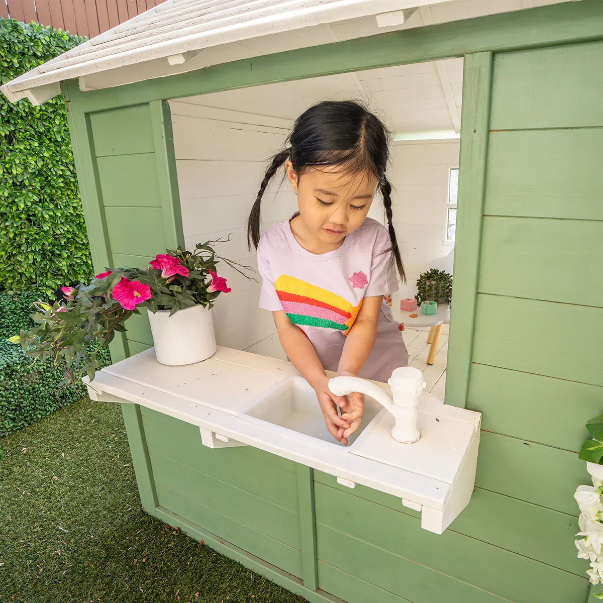 Camira Cubby House Set Timber Kids Playhouse with Veranda Letterbox