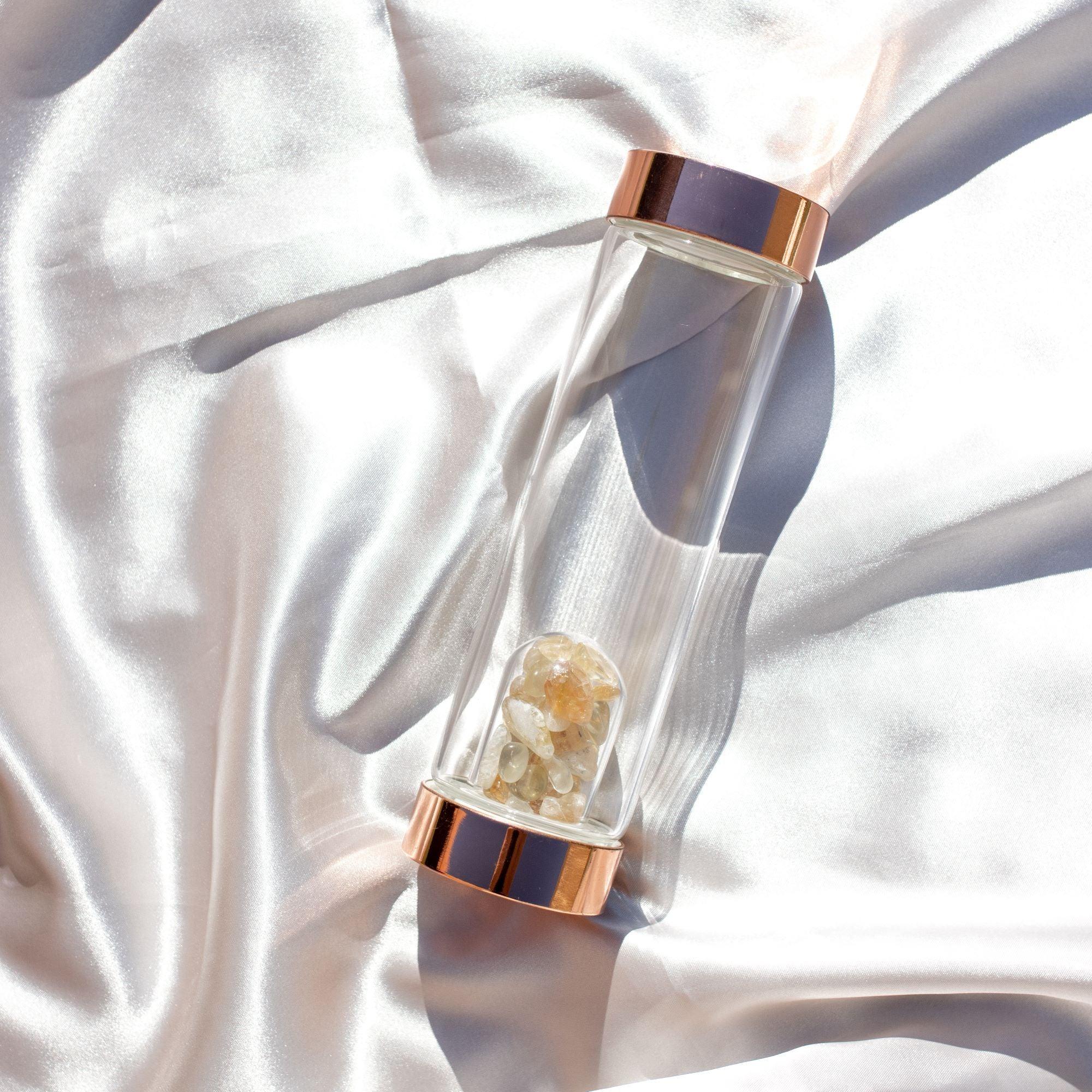 Rose Gold Crystal Drinking Bottle - 550ml with Gemstone Pod