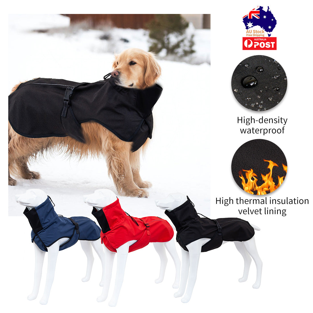 Pet Dog Raincoat Poncho Jacket Windbreaker Waterproof Clothes with Harness Hole-M-Red