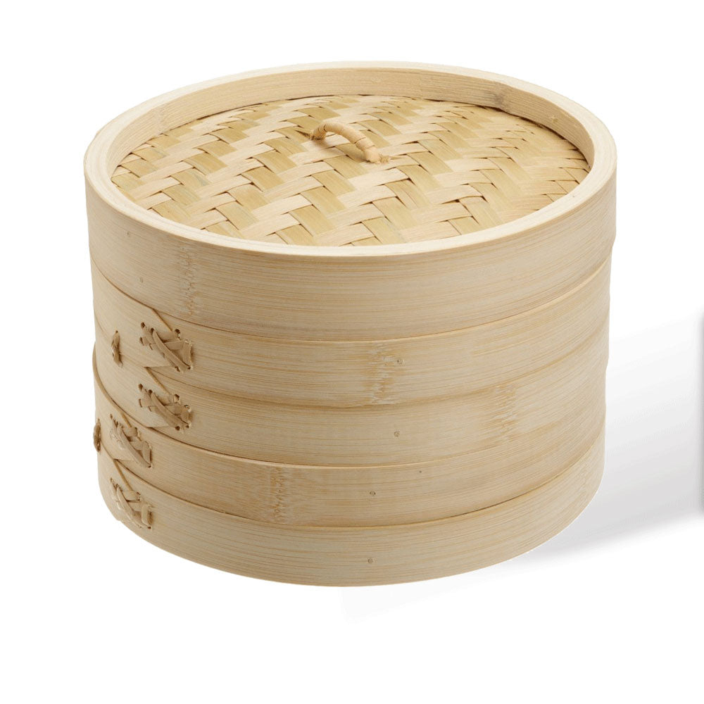 7 Inch Bamboo Steamer Set-2 Steamer Baskets With 1 Lid