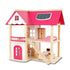 Wooden DIY Dolls Doll House 3 Level Kids Pretend Play Toys Full Furniture Set