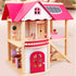 Wooden DIY Dolls Doll House 3 Level Kids Pretend Play Toys Full Furniture Set