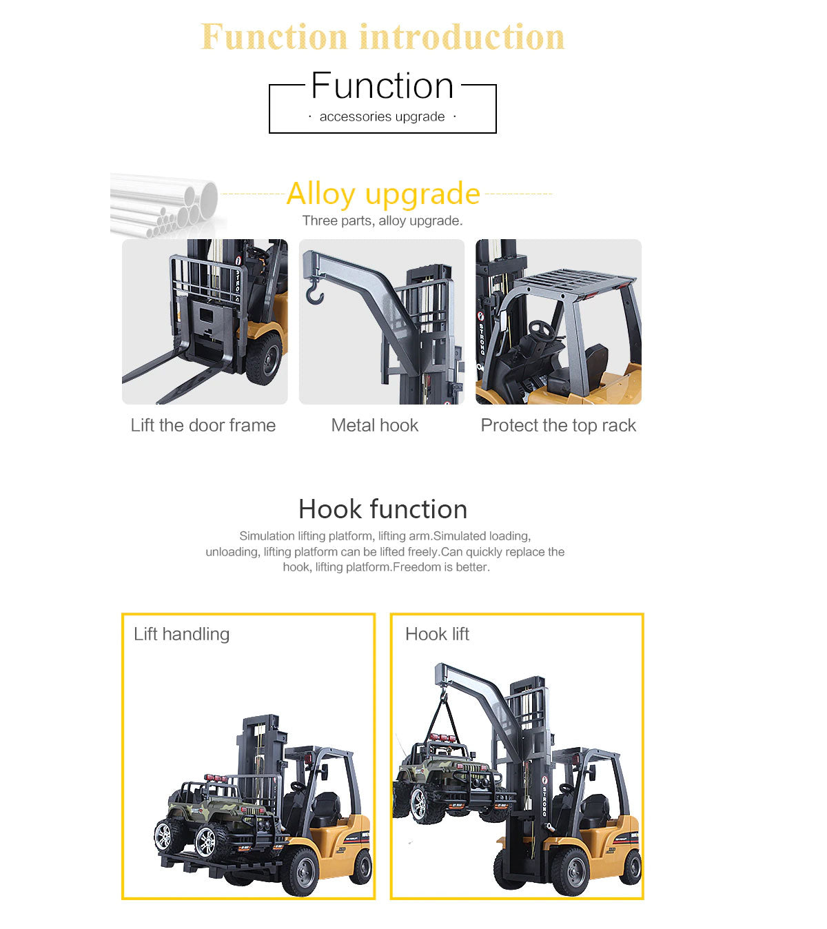 HuiNa 1/10 RC Forklift 8CH 2.4GHz Alloy Remote Control Construction Toy Truck