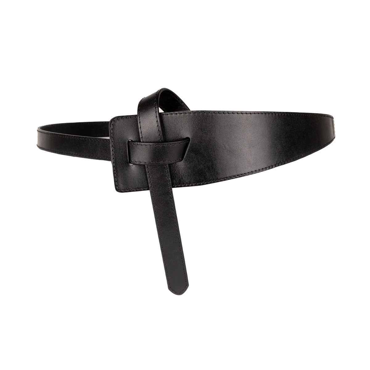 Ivy Women's Black Leather Knot Belt