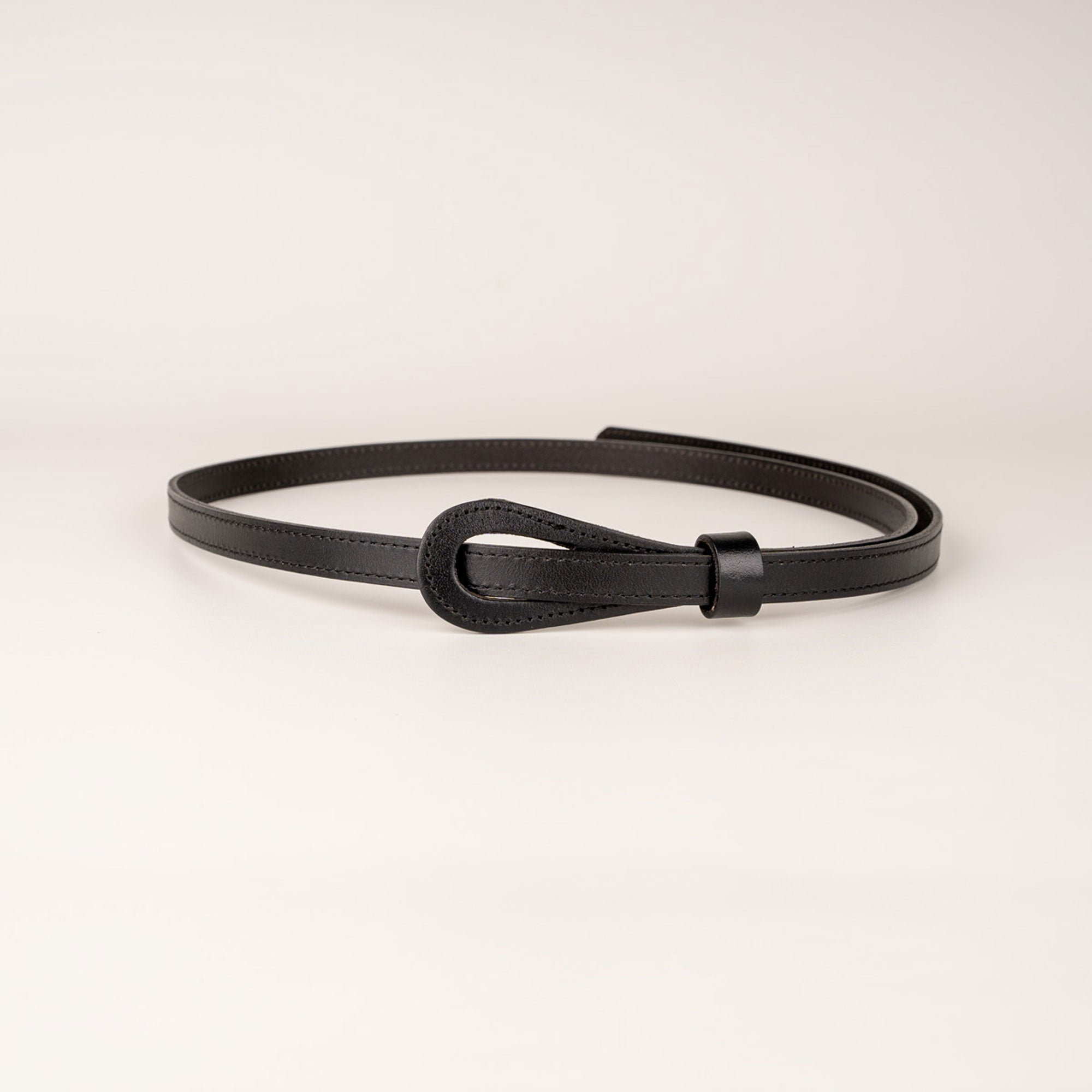 Joy Women's Black Leather Knot Belt